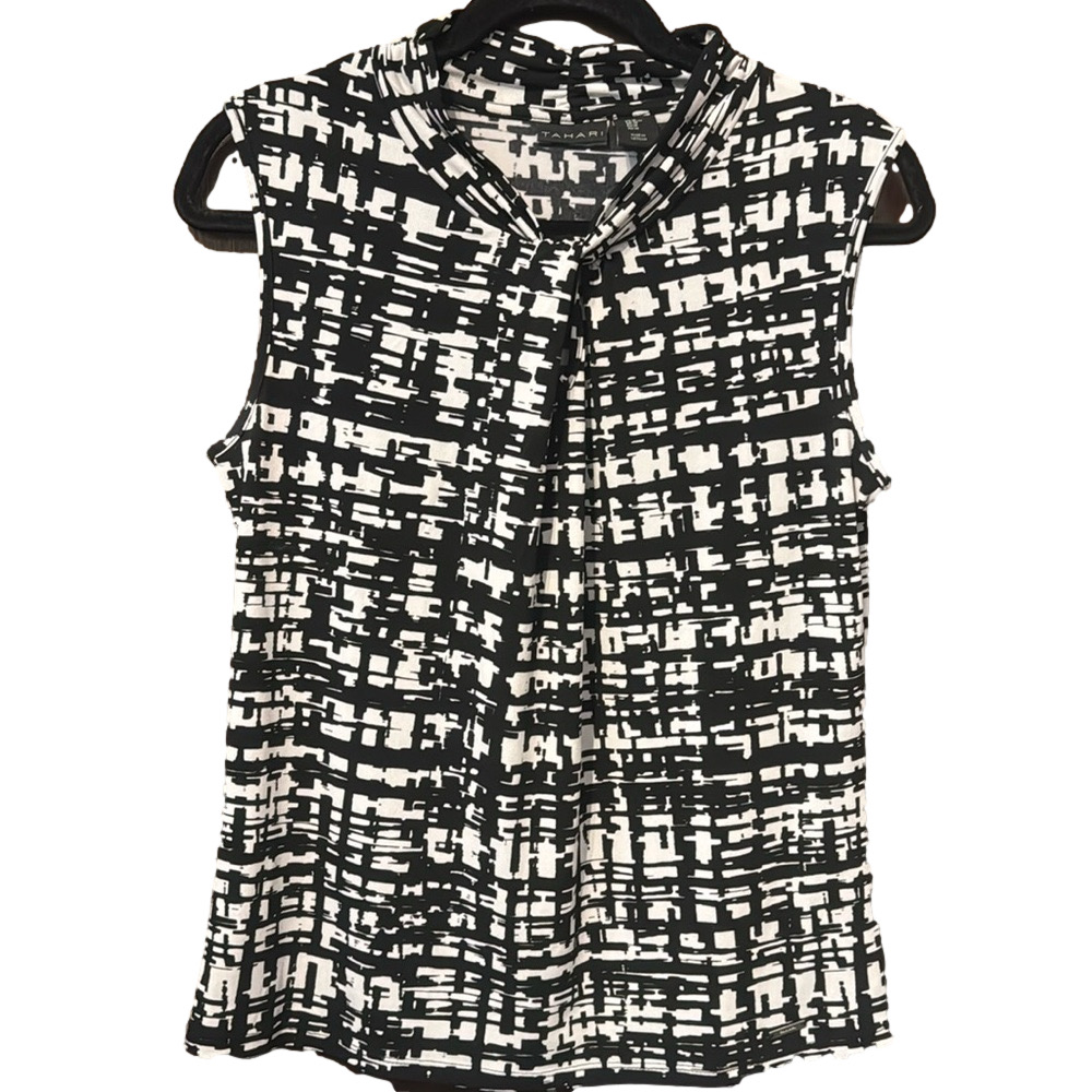 Tahari Sleeveless Keyhole Twisted Neckline Blouse